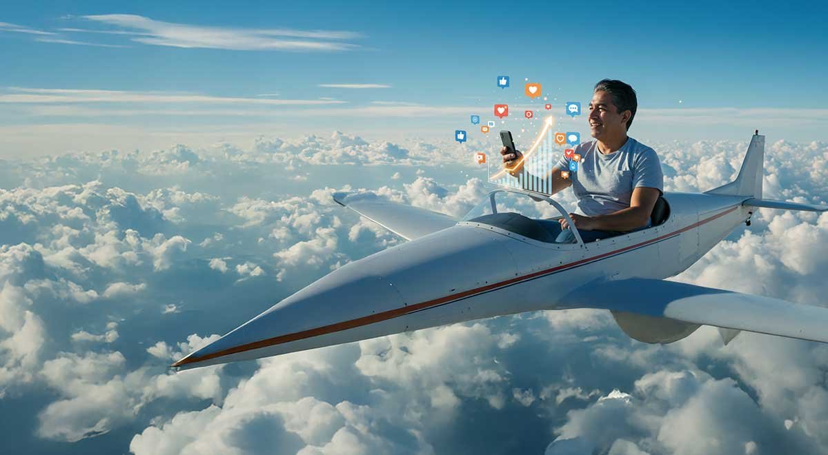 Piloto Viendo Su Movil En Un Avion